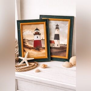 Kirkland’s Coastal- Nautical Lighthouse Framed Prints Set of 2- Matching Frames